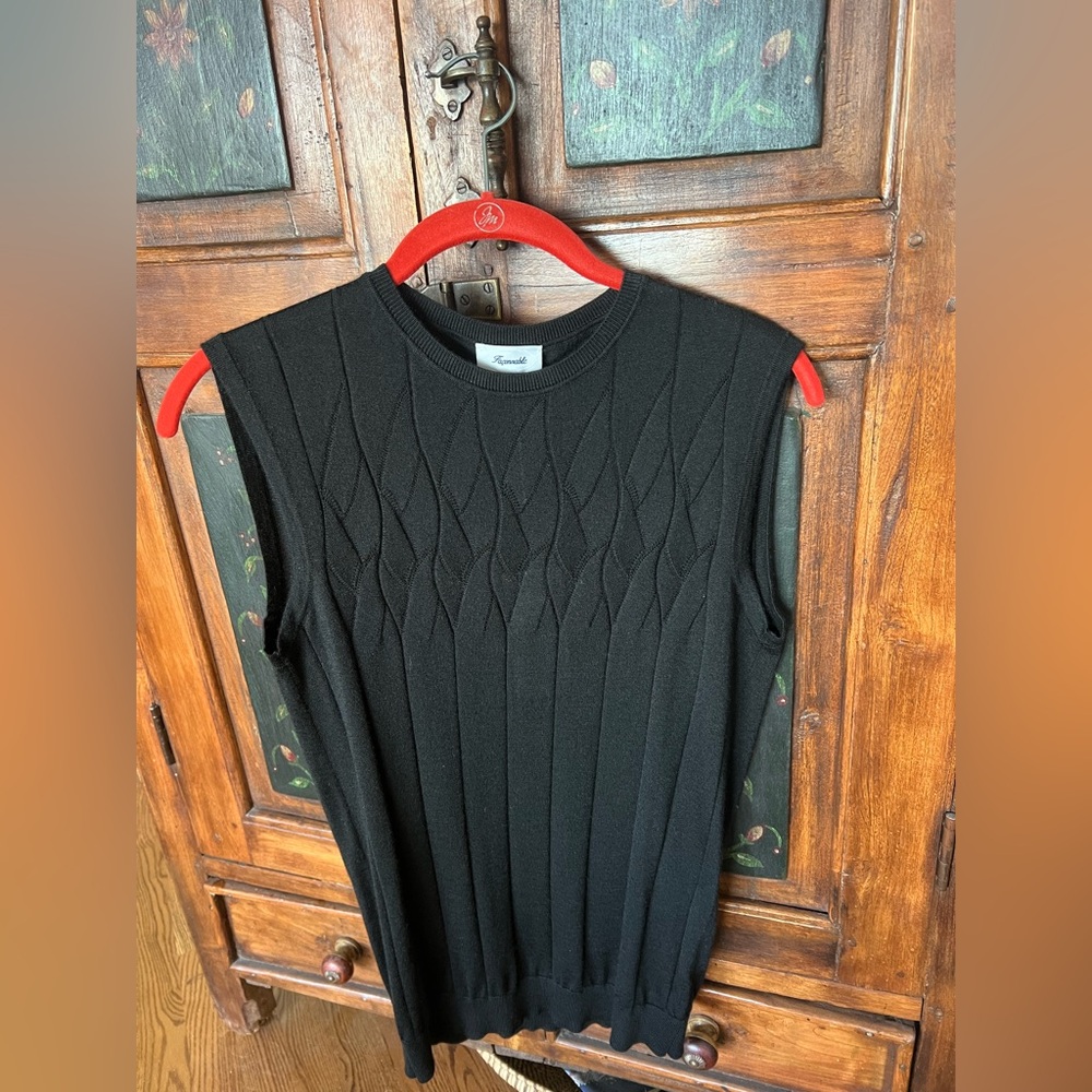 Faconnable Black Textured Knit Top